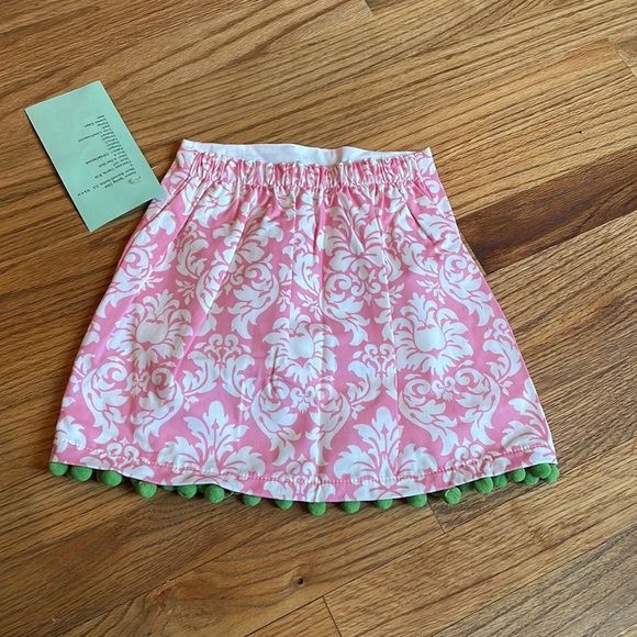 NWT- Just Ducky skirt-pink damask with green Pom poms-size 6-cute! - Picture 3 of 3